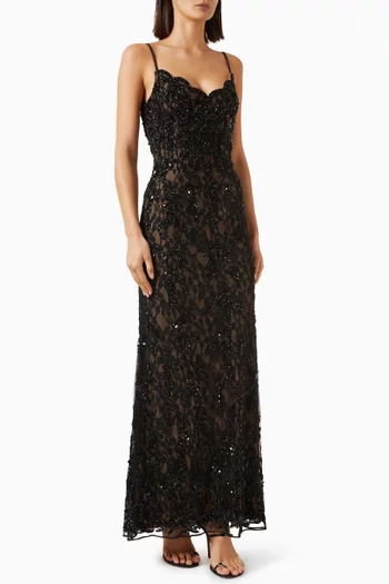 Bead-embellished Column Gown