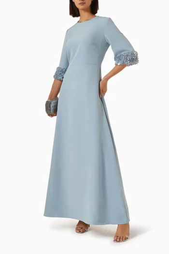 Sequin-embellished Sleeves Gown in Crepe