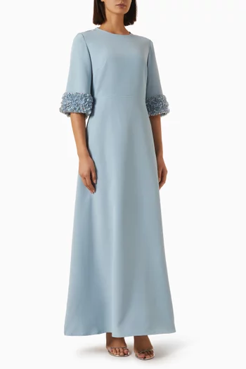 Sequin-embellished Sleeves Gown in Crepe