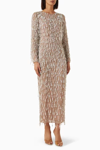 Pearl-embellished Maxi Dress