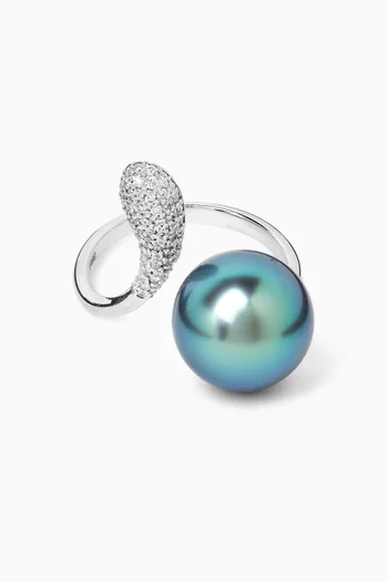 Tahitian pearl & Diamond Ring in 18kt Gold