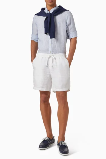 Logo Striped Shirt in Linen