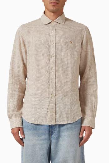 Logo Striped Shirt in Linen