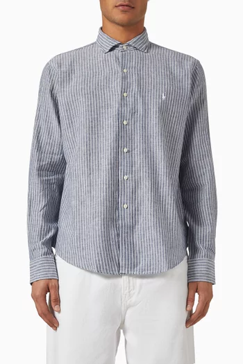 Striped Shirt in Linen-blend