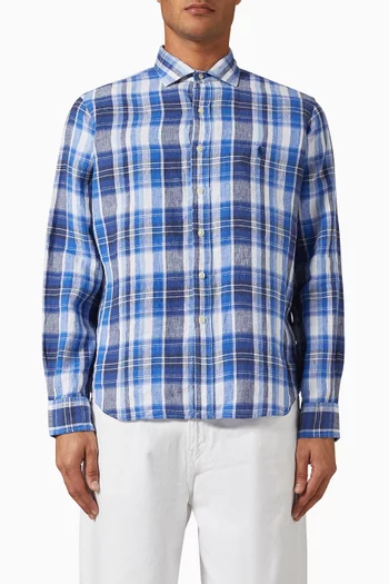 Check Plaid Shirt in Linen
