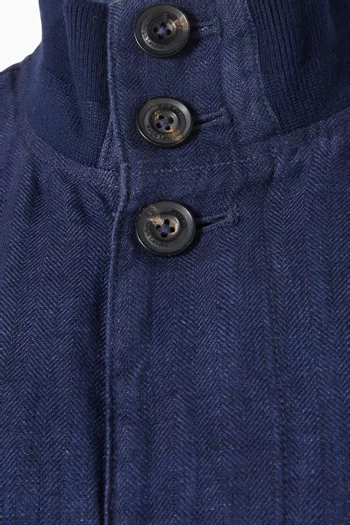 Button-up Bomber Jacket in Linen