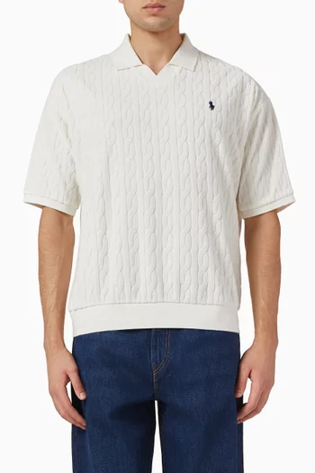 Cable-knit Polo Shirt