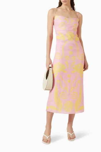 Paloma Printed Dress in Linen