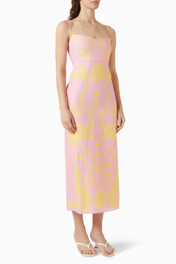 Paloma Printed Dress in Linen