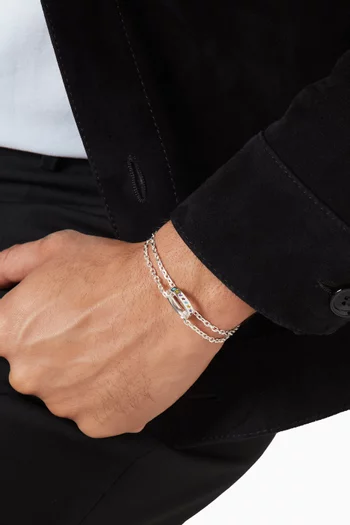 Enameled Link Bracelet in Sterling Silver