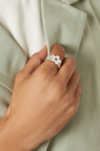 Flower Ring in Silver-plated Brass