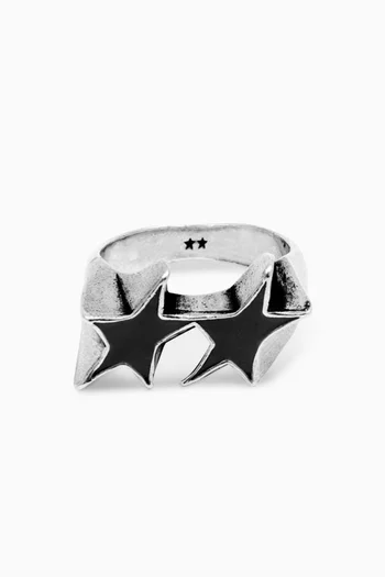 Icon Enamel Ring in Silver-plated Brass