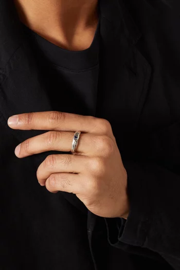 Blue Stone Ring in Silver-plated Brass