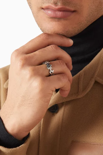 All-round Flowers Ring in Silver-plated Metal