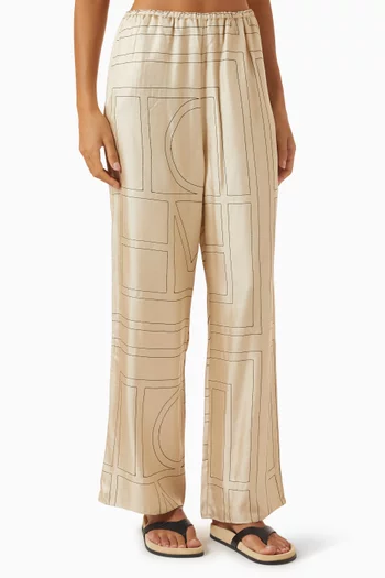 Monogram Pyjama Pants in Silk