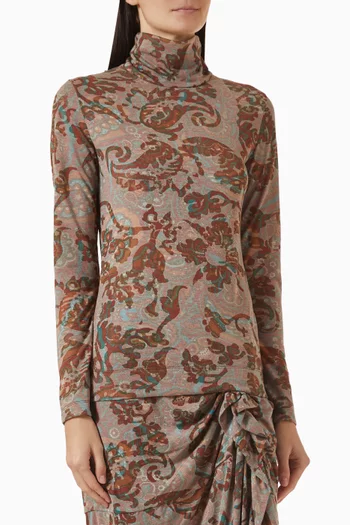 Printed High-neck Top