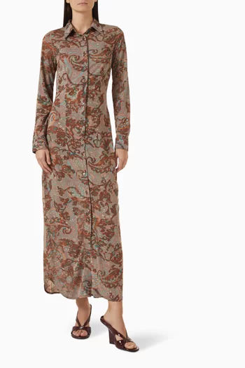 Printed Shirt Maxi Dress