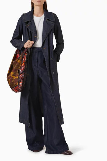 Rolana Belted Coat in Denim