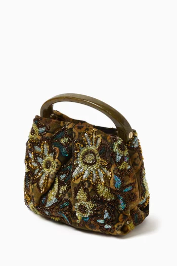 Mini Embellished Bag in Cotton-blend Velvet