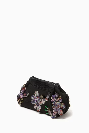 Small Embellished Chain Clutch in Acetate-blend