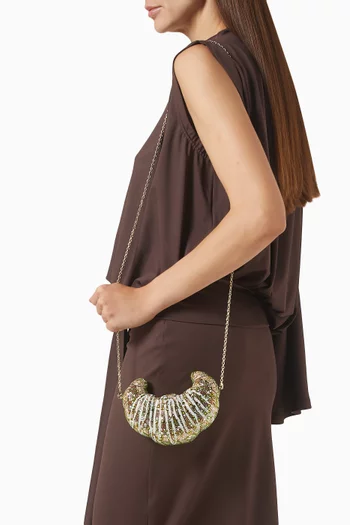 Dubai Croissant Crystal-embellished Clutch