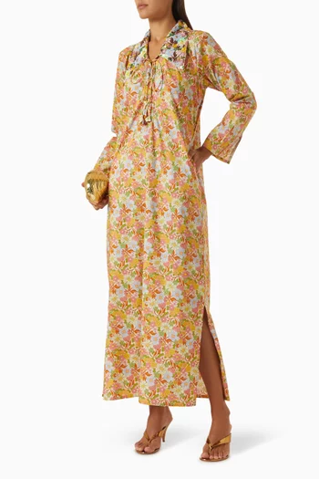 Lola Embroidered Kaftan in Cotton