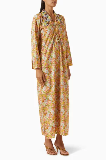 Lola Embroidered Kaftan in Cotton