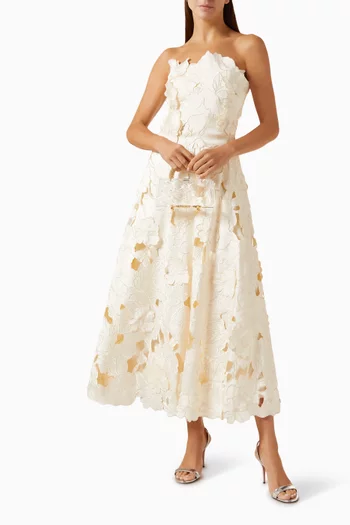 Brissa Floral-cut Midi Dress in Satin