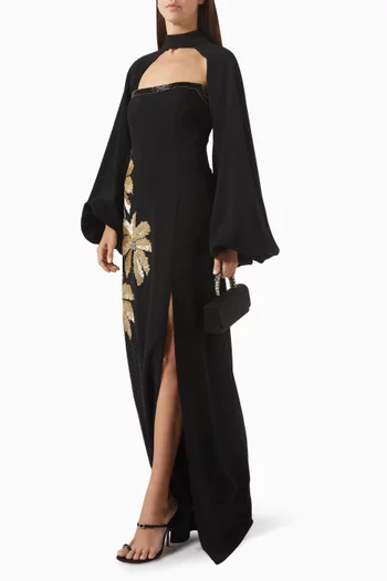 Terrin Appliqué Gown in Crepe