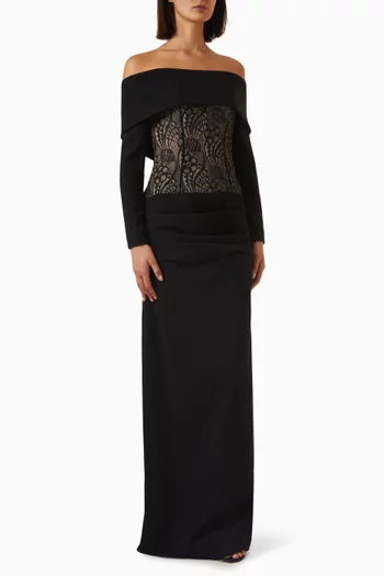 Lace Bodice Dress in Velvet