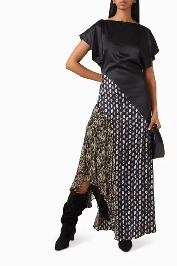 Fawn Asymmetric Dress in Silk Blend
