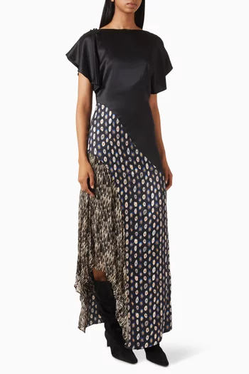 Fawn Asymmetric Dress in Silk Blend