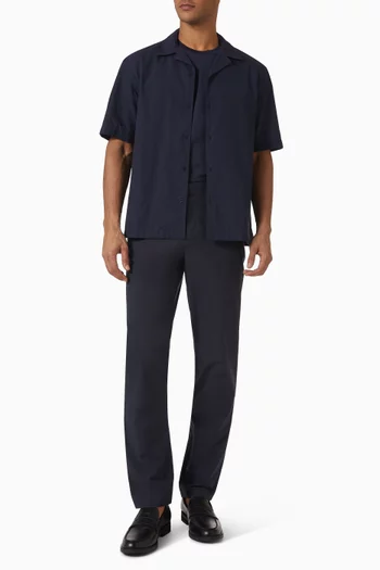 Textured Stripe Camp Collar Shirt in Cotton