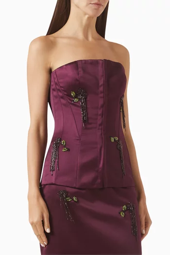 Flare Bead-embellished Corset Top