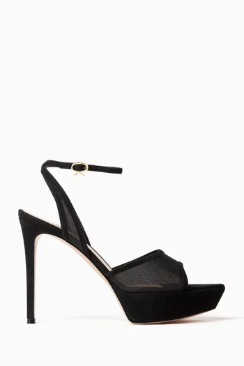 Platform 85 Sandals in Mesh & Suede