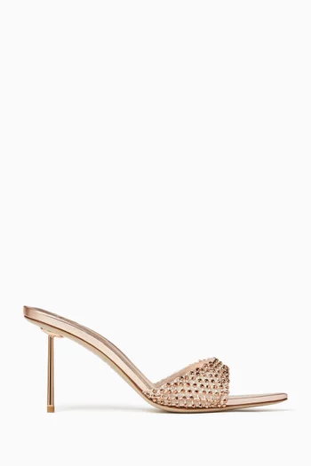 Gilda 80 Mules in Metallic Leather & Mesh