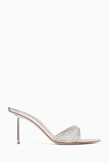 Gilda 80 Mules in Metallic Leather & Mesh