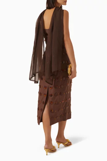 Ecorces des Pins Embellished Midi Dress