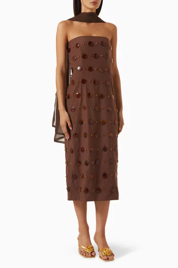 Ecorces des Pins Embellished Midi Dress