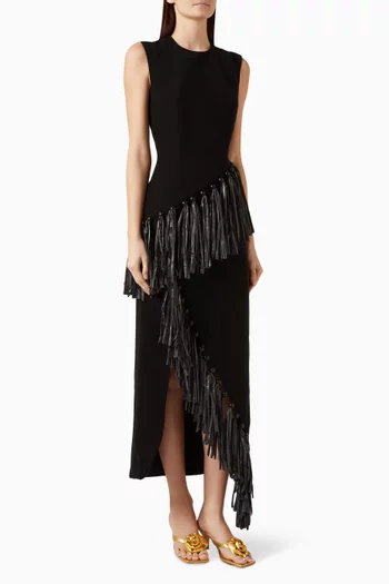 Sol Fringe Dress in Crepe