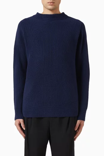 Ribbed Crewneck Sweater in Cashmere-knit