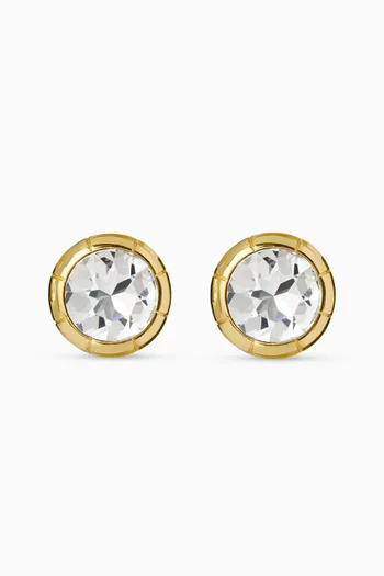 Round Crystal Clip-on Earrings in Gold-tone Metal