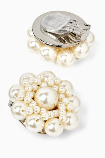 Flower Pearls Cluster Earrings