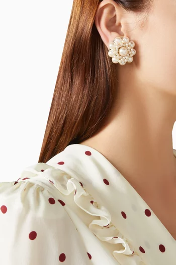 Flower Pearls Cluster Earrings