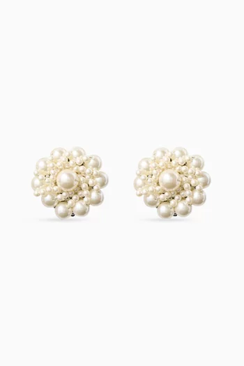 Flower Pearls Cluster Earrings