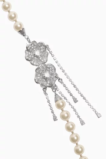 Floral Crystal Sautoir Pearl Necklace
