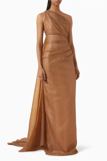 Blur One-shoulder Dress in Organza