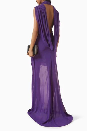 Soft Echo Draped Dress in Silk Crepe