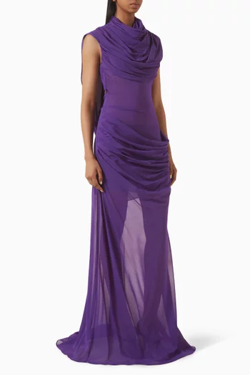 Soft Echo Draped Dress in Silk Crepe