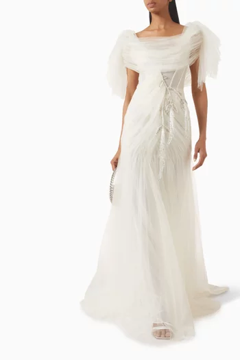 Faint Halo Off-shoulder Dress in Tulle